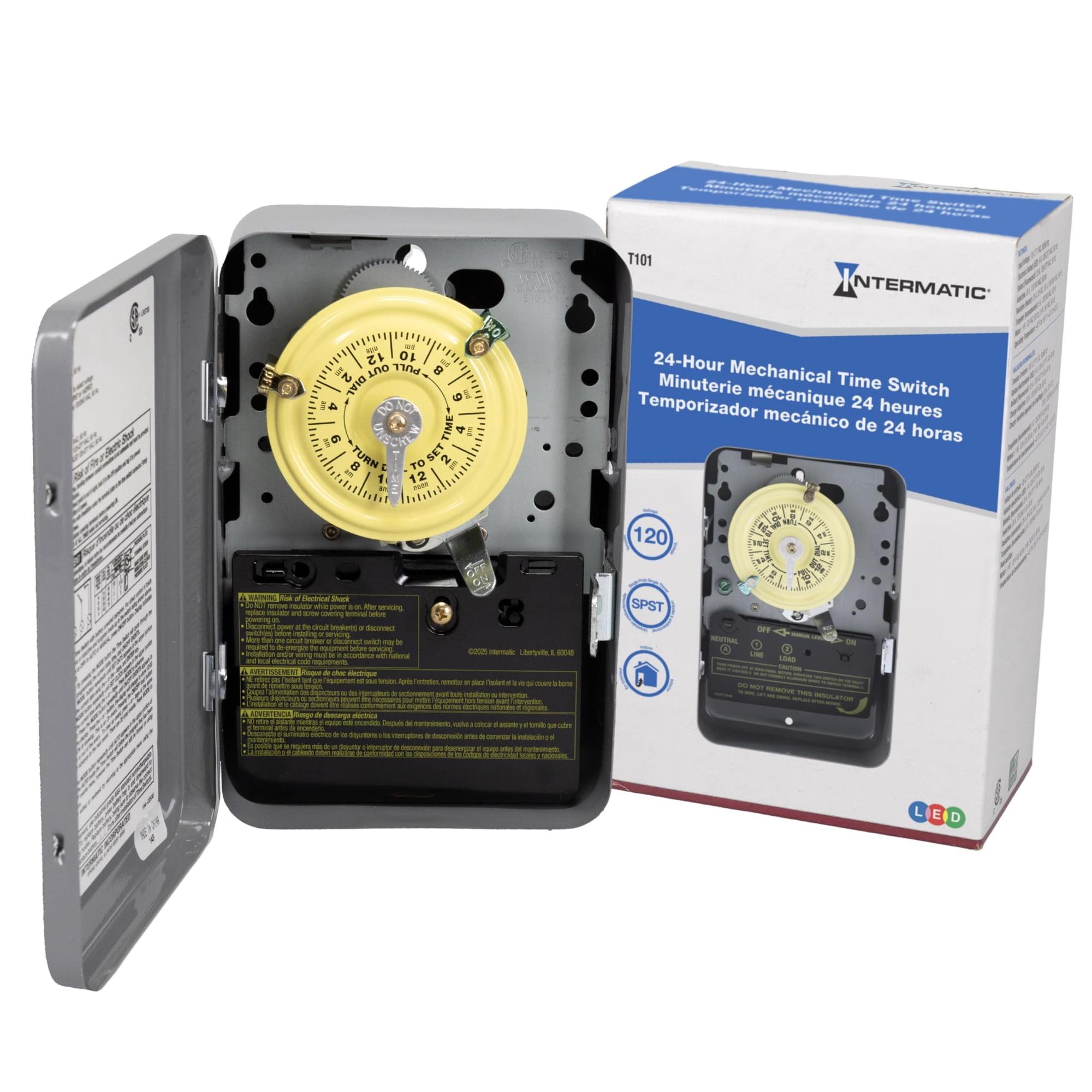Interruptor Temporizador Mecánico Intermatic T101 24 Horas 120 V 40 A