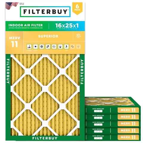 Filtro De Aire Filterbuy Merv 11 16X25X1 (Paquete De 6) Allergen Defense