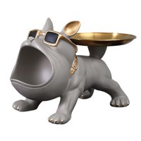Magideal - Bandeja De Almacenamiento Para Perros, Estatua, Cuenco De Estatuilla De Perro, Escultura De Animal De Resina Nórdica, Bandeja De Joyería De Dulces Par Marrón