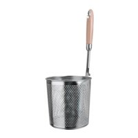 Magideal - Pasta De Pasta De Acero Inoxidable Con Mango De Madera, Skimmer, Cesta De Alimentos Freír, Colador De Malla De Cocina Para Barbacoa, Pasta, Drenaje 37.5Cm