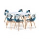 thumbnail image 1 of Comedor mesa rectangular blanca 120cm + 6 sillas Patchwork wood Celeste, 1 of 3