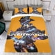 thumbnail image 4 of Juego Overwatch Conjunto de sábanas temático, trío de piezas, cómodo y amigable con la piel, diseño único, regalo de decoración para el hogar para familiares, amigos y fans, 90 cm * 190 cm, 4 of 6