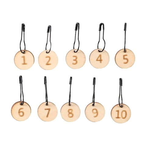 Magideal - 10 Piezas Marcadores De Puntadas Anillo Marcador De Ganchillo Artesanías Multifunción Colgante Número De Madera Para Tejer Accesorios De Costura Y