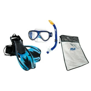 Ist - Set Mascara De Buceo Snorkel Aletas Niños - Talla Unica (L-Xl) - Azul