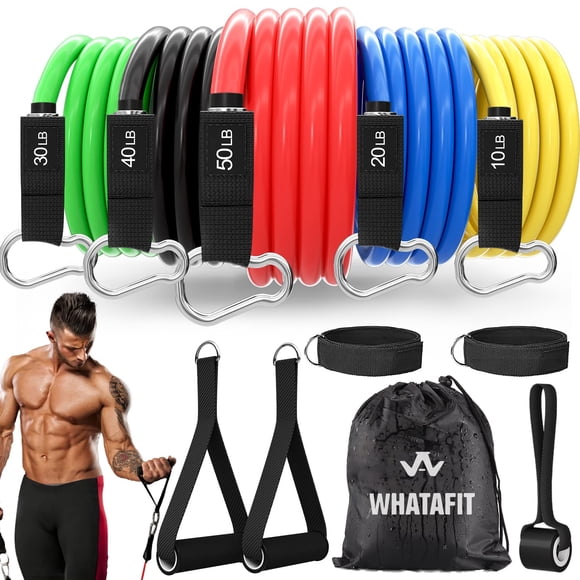 Juego de bandas de resistencia WHATAFIT de 11 piezas con anclaje para puerta y bolsa