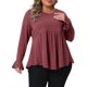 thumbnail image 1 of Agnes Orinda Conjuntos de Halloween para Mujeres Tallas Grandes Tops de Escuela Universitaria Mangas con Volantes Dobladillo Curvado Plisado Peplum Cuello en V Blusas Informales Túnica 4X Burdeos, 1 of 6