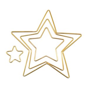 Magideal - 4 Piezas Hierro Aros Marco Colgante De Pared Oro Diy 4 Tamaños Planta Geométrica Resistente Para Enmarcar Artesanía Corona Proyectos Boda , Pentagrama