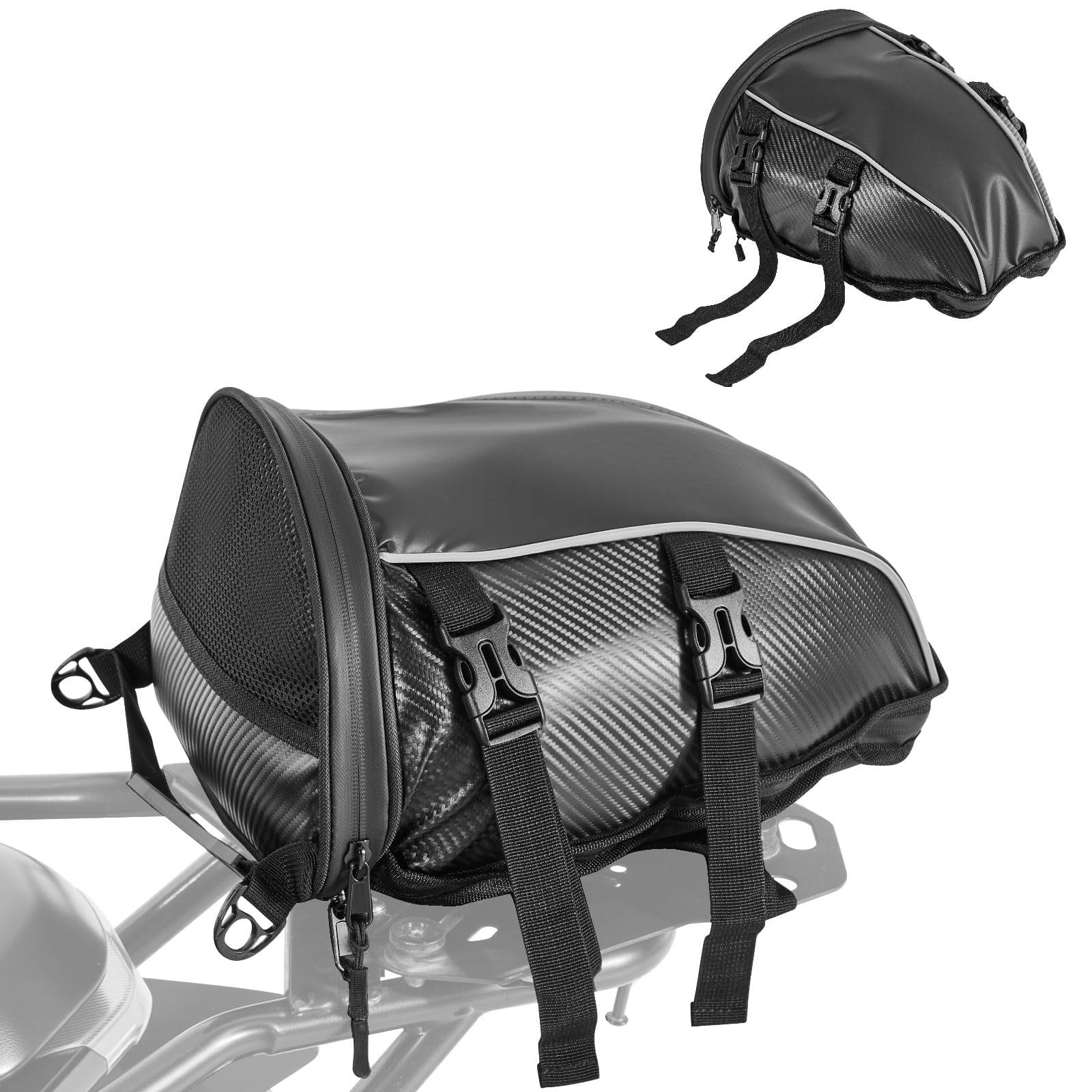 Bolsa Trasera Para Moto Vevor 10l, Impermeable, Tela Oxford Negra