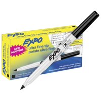 Marcadores De Borrado En Seco Expo De Punta Fina De Bajo Olor Negros (Paquete De 12)