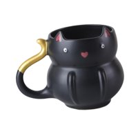 Magideal - Taza De Café De Cerámica Taza De Café Linda Con Tazón De Desayuno De Té De Té Maneñador Para Sostener Bebidas Calientes O Frías Decoración De Mesa Negro