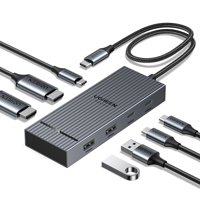 Ugreen Estación De Acoplamiento Usb C Revodok Pro 7 En 1 Dual 4K Hdmi