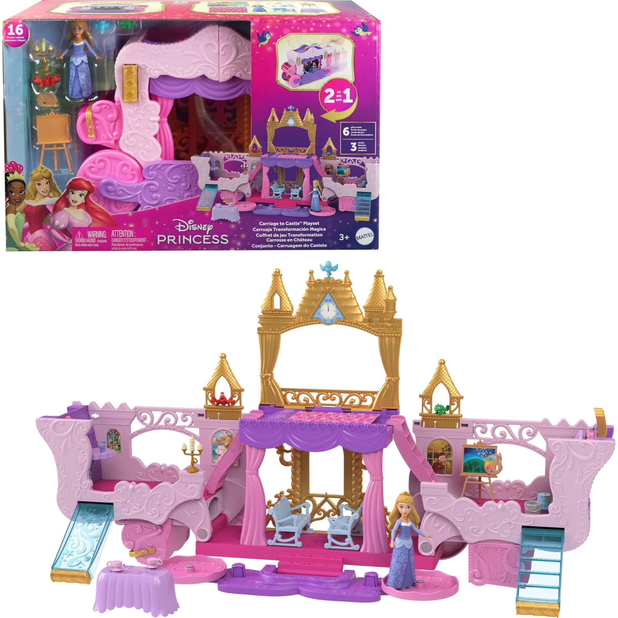Playset Mattel Disney Princess Carriage To Castle Con Aurora