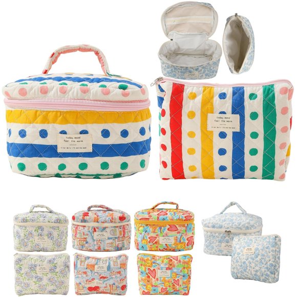 Bolsa de Maquillaje Fcteap 2 unidades Gran Capacidad Algodón con Puntos