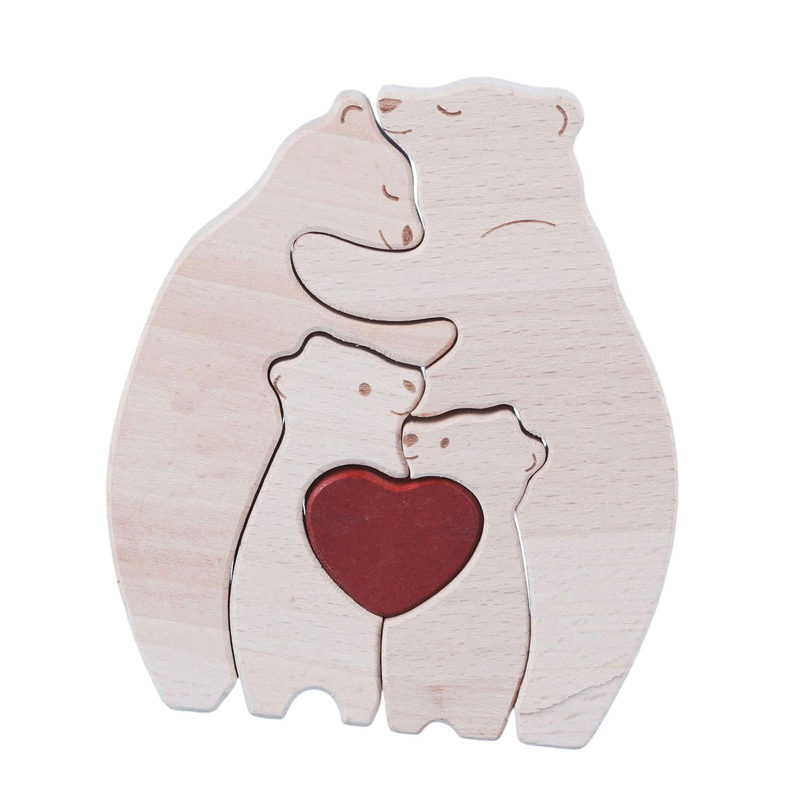 Bothyi - Bear Family Wooden Art Puzzle De Madera Rompecabezas De Rompecabezas Para Mamá Padres 4 Osos