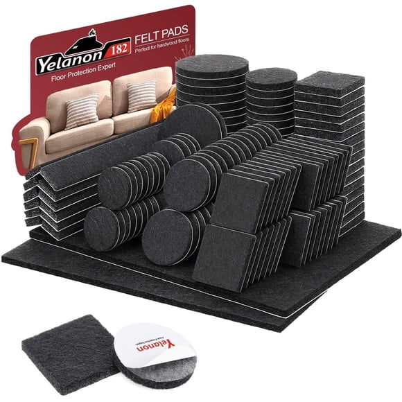 Almohadillas Yelanon de fieltro para muebles, 182 unidades, para patas de sillas, madera dura