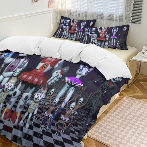 Five Nightat Freddy Quilt Set Thicken Soft 3 Pieces Bedding Set All Season Duvet Cove with 2 Pillowcases for Adult Women Girls Teens Home Room Decor