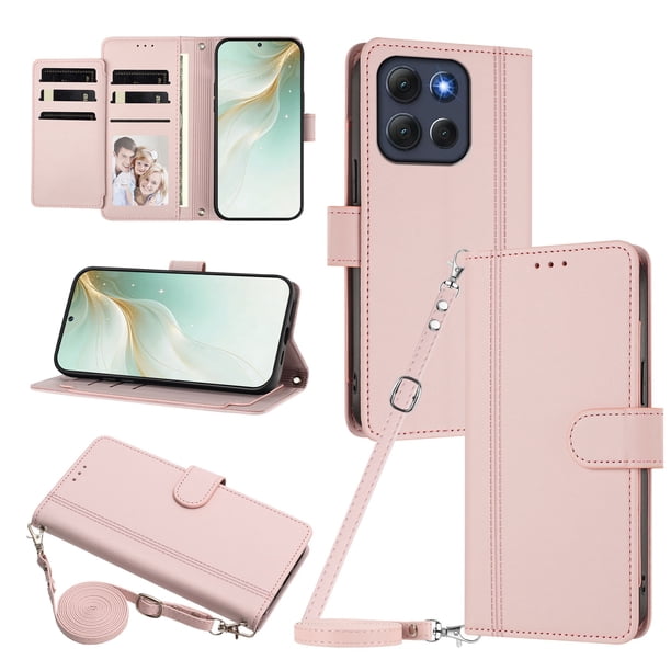 Funda Cartera para Motorola MOTO G86 con Bolsillo para Billetes, Rosa