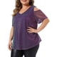 thumbnail image 4 of Agnes Orinda Blusas de Tallas Grandes para Mujeres con Lentejuelas Brillantes Hombro Descubierto Manga Corta Fiesta Blusas Básicas 4X Púrpura, 4 of 6