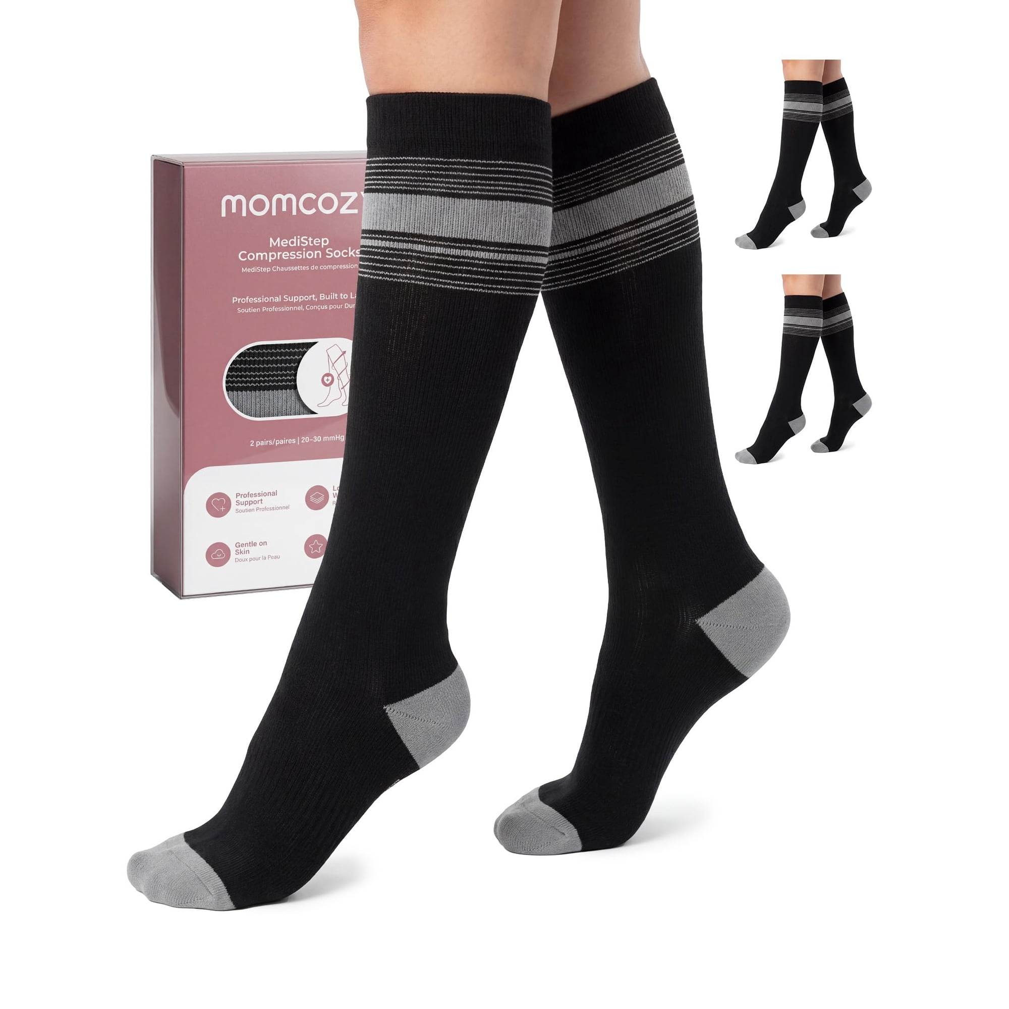 Calcetines De Compresión Momcozy Medical Grade 20-30 Mmhg, 2 Pares
