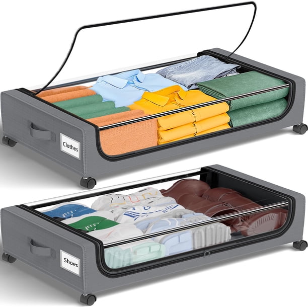 Almacenamiento para debajo de la cama GoMaihe de 48 litros con ruedas y tapa de 30,7 x 16,9 x 17 cm,