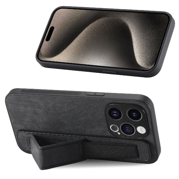 Funda Protectora con Correa para iPhone 15 Pro Resistente a Golpes Negro