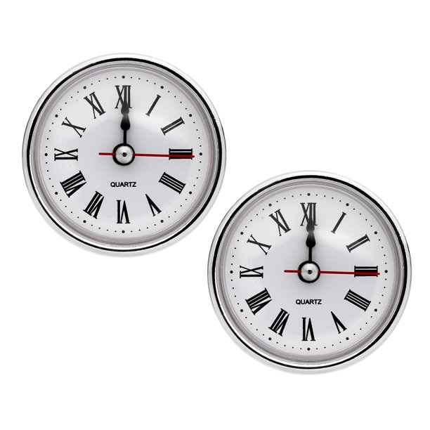 Uxcell Inserto de Reloj de Cuarzo de 2-1/2 Pulgadas (65mm), 2 Piezas Reloj Romano Ajuste 55mm/2.17 pulgadas, Tono Plateado