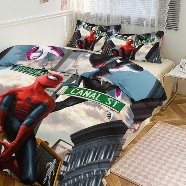 Juego De Ropa De Cama Spidean Para Niños Hombres Y Mujeres Tamaño Individual Edredón Funda De Edredón Y Fundas De Almohada