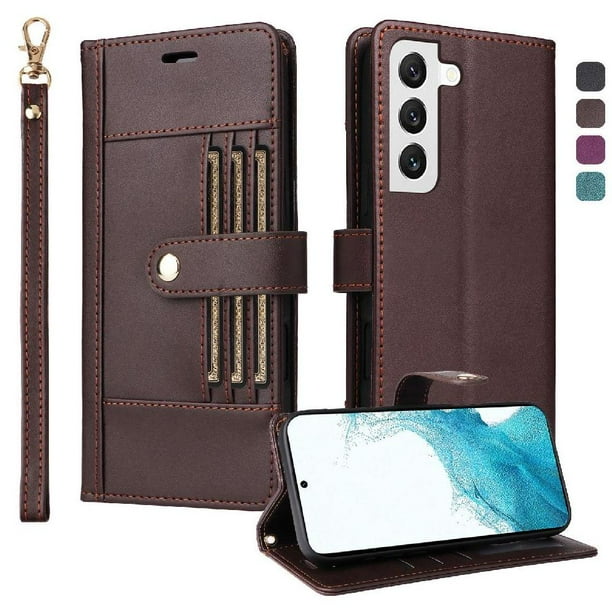 FOXDOCK Funda tipo Cartera para Samsung Galaxy S21 Plus – Cubierta de Cuero PU con Múltiples Ranuras, Bolsillo para Efectivo y Correa de Muñeca