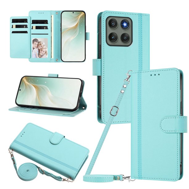 Funda Cartera para Motorola Edge 60 Pro con Bolsillo para Billetes, Verde Claro