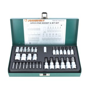 Juego De Dados Y Puntas Torx Jonnesway 1/4 Y 3/8 - 32 Piezas