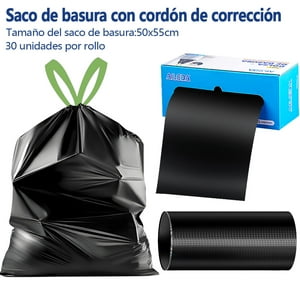 Aileda - Bolsa De Basura Mediana 55X50 Cms 30Uni Con Diseño De Cordón, Alta Resistencia, Gran Capacidad Y Convenientemente Empaquetada En Caja Para El Almacenamiento