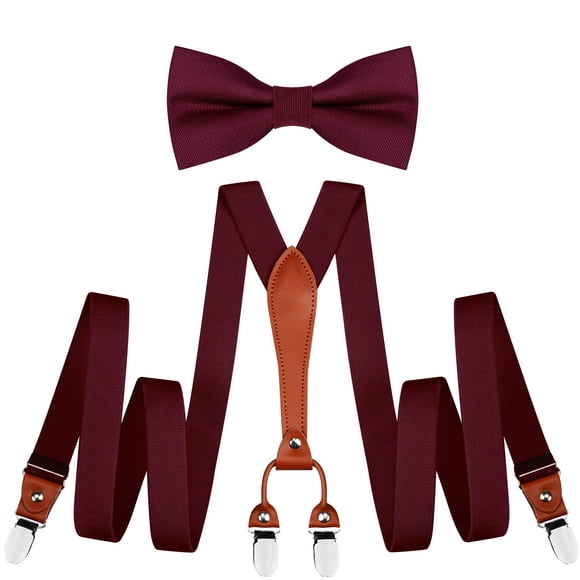 Set de tirantes y pajarita GUSLESON Elastic Burgundy para hombre