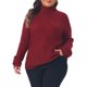 thumbnail image 1 of Agnes Orinda Conjuntos de Halloween Suéter de Talla Grande para Mujer de Punto de Cable Cuello Alto Manga Larga Puño Acanalado Otoño Invierno Suéteres Gruesos L Burdeos, 1 of 6