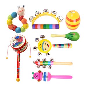 Bothyi - Juego De Sonajero De Madera Para Bebé De 8 Uds., Juego De Instrumentos Musicales Para Niños Y Niñas