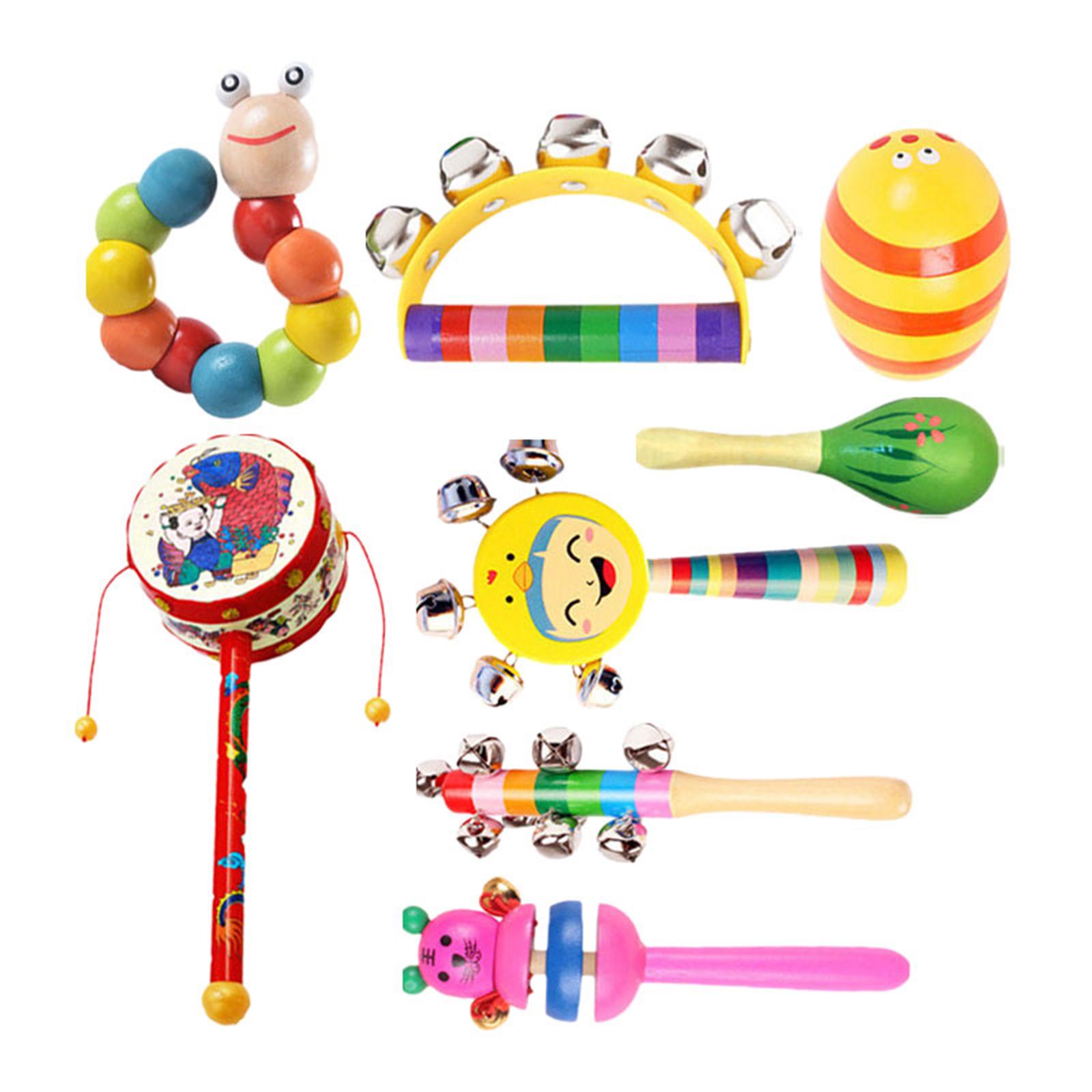 Bothyi - Juego De Sonajero De Madera Para Bebé De 8 Uds., Juego De Instrumentos Musicales Para Niños Y Niñas