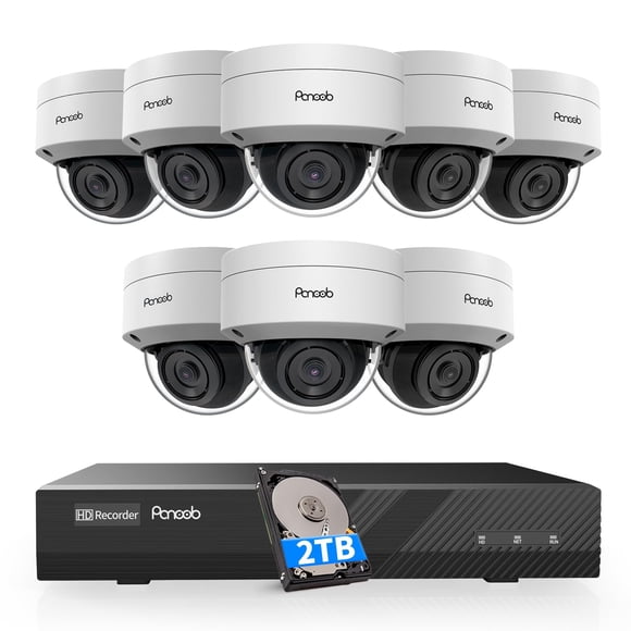 Sistema de cámara de seguridad PANOOB PoE 8x 5MP Dome AI Human Detect