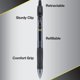thumbnail image 5 of Bolígrafos de gel Pilot G2 Premium con punta fina de 0,7 mm, color negro, 20 unidades, 5 of 6