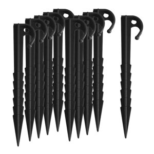 Ioensy - 10 Piezas De Estacas Para Tienda De Campaña, Clavijas Para Lona, Clavos Para Tierra, Reutilizables Para Toldo De Camping, Color Negro