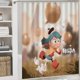 thumbnail image 5 of Hilda-theme 4-Piece Shower Curtain Set with Rugs, Waterproof Bathroom Decor Set Includes Bath Mat, U-Shaped Rug, Toilet Lid Cover and Curtain with Hooks, 5 of 6