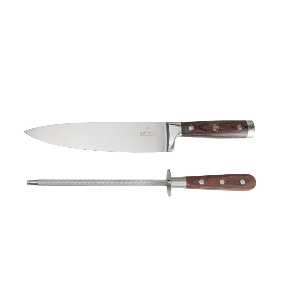 Grilltech - Cuchillo Chef 8" + Chaira