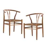 Set X2 Sillas De Comedor Wishbone Relan Makati Acero Y Ratán