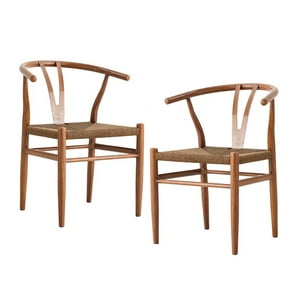 Set X2 Sillas De Comedor Wishbone Relan Makati Acero Y Ratán