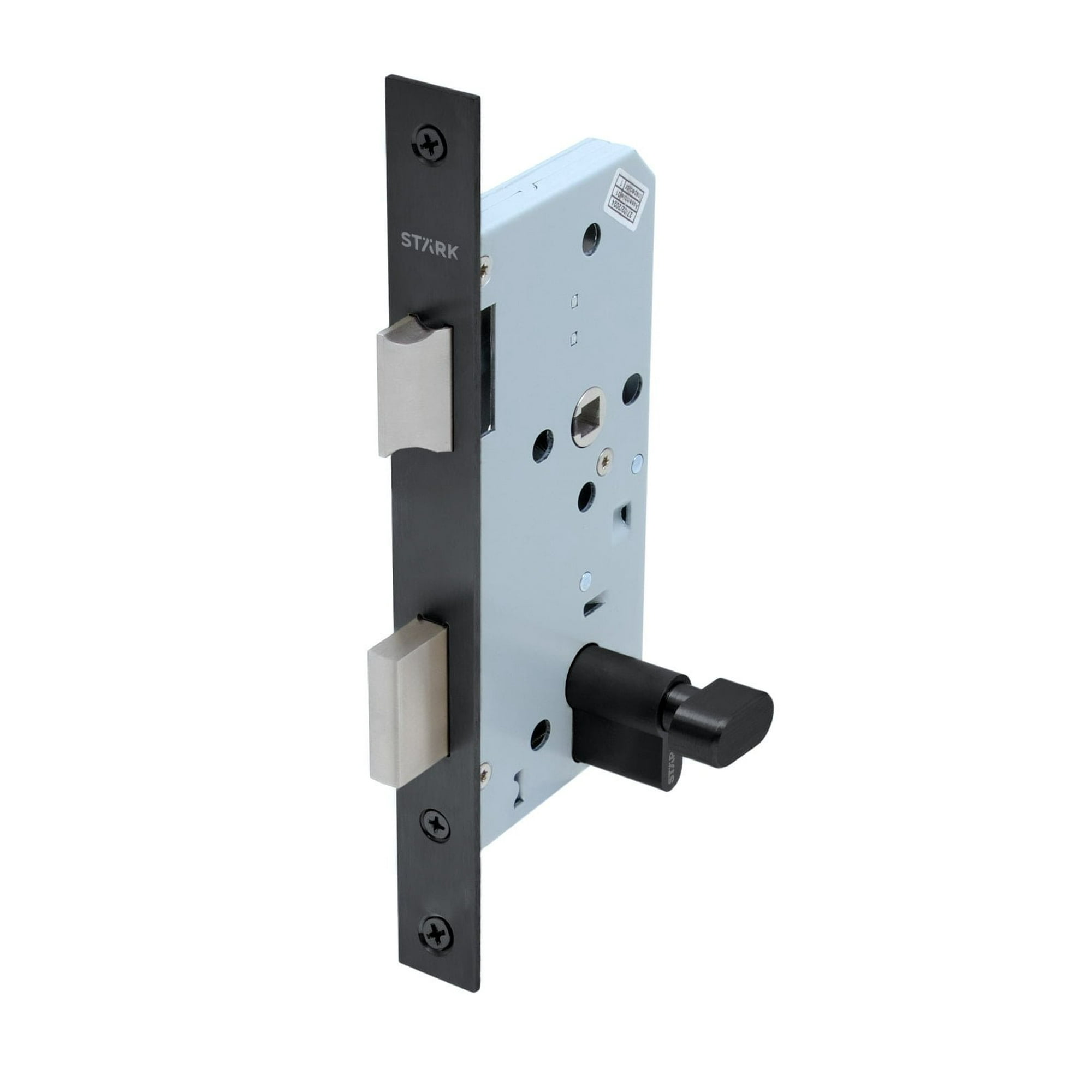 Stark Design - Cerradura De Embutir Puerta Acceso Principal, Oficina O Dormitorio, Cilindro Exterior / Seguro Interior. (negro Mate). Sku: Sde204-bl.seg/cl70