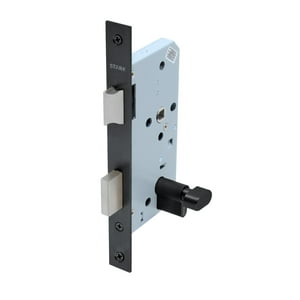 Stark Design - Cerradura De Embutir Puerta Acceso Principal, Oficina O Dormitorio, Cilindro Exterior / Seguro Interior. (Negro Mate). Sku: Sde204-Bl.Seg/Cl70