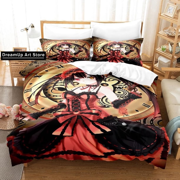 Fashion Date a Live Tokisaki Kurumi Bedding Set Boys Girls Duvet Cover Pillowcase Bed Adult Bedroo