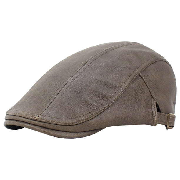 Sombreros para hombre, gorra plana de cuero color hiedra, sombrero de taxista para conducir