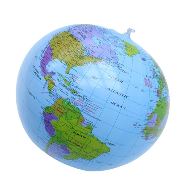 Globo inflable mundial de 16 pulgadas, globo de PVC, juguete, geografía, fácil de leer, mapa del globo, pelota de playa para jugar en la playa, escuel