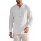 thumbnail image 1 of INSPIRE CHIC Camisa de Hombre de Algodón y Lino de Manga Larga con Botones Casual XL Blanco, 1 of 6