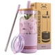 thumbnail image 1 of Vasos de vidrio Pandaloo Lilac Rhapsody de 600 ml con tapas y pajitas, 1 of 7