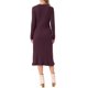thumbnail image 3 of INSPIRE CHIC Vestido de Punto Acanalado para Mujer con Cuello en V y Manga Larga, Casual de Otoño Invierno con Dobladillo Plisado, Línea A, Midi, Talla S, Color Púrpura Oscuro, 3 of 6